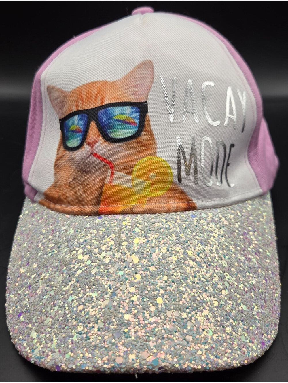 Pink Cat on Vacation Women's Ballcap Pre-Owned Very Clean One Owner One Size